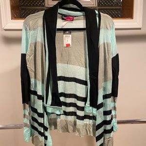 Women’s small blue, grey and black cardigan